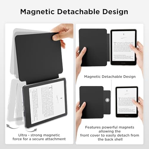 Litvana Detachable Magnetic Case for 6.8" Kindle Paperwhite (11th Generation-2021) and Kindle Paperwhite Signature Edition, Slim PU Shell Cover Case with Auto Wake/Sleep, Black — view 3
