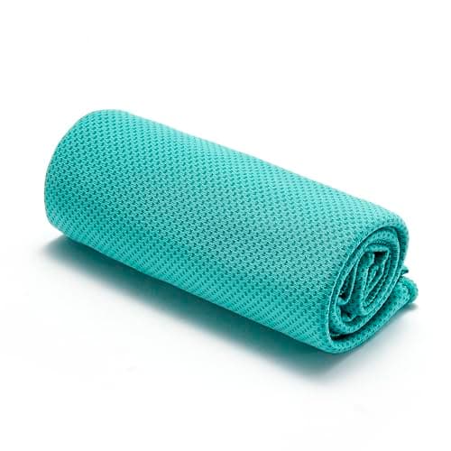 Amazon Basics Gym Cooling Towels for Neck and Face, Working Out, 102 cm x 31 cm, 4-Pack, Black/Gray/Aqua/Navy — view 3