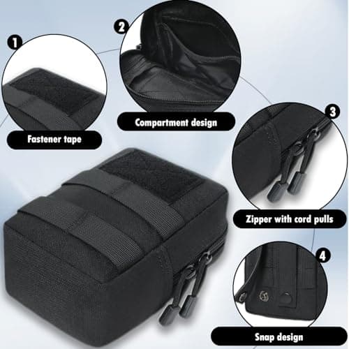 Multipurpose Tactical Molle Pouch, Small EDC Utility Belt Bag with Detachable Quick Release Strap, Multipurpose Waist Pack for Cell Phone, Gadgets & Outdoor Gear — view 3