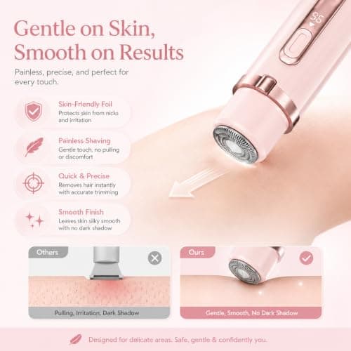 Bikini Trimmer Women - 2 in 1 Pink Electric Razor for Women & Men - USB-C Travel Lady Shaver Washable - Dual Head Body Hair Trimmer for Shaving Pubic Hair, Legs, Underarms, Lip, Face, Intimate Area — view 3