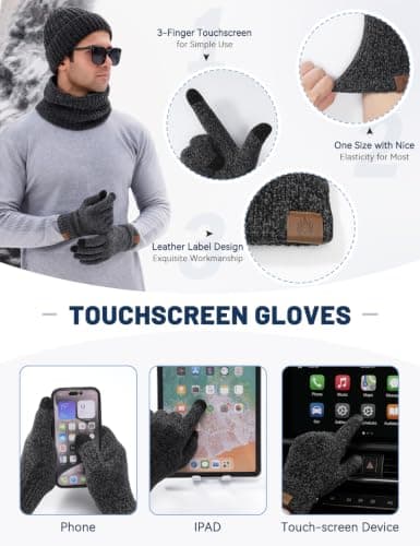 heekpek Hat Scarf Gloves Set for Men Chenille Accessories Set — view 4