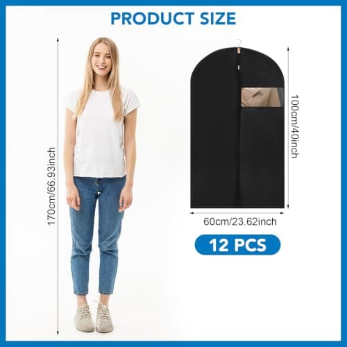 12 Pack Suit Bags PEVA Garment Bag Clothes Covers Suit Protector 60cm*100cm — view 2