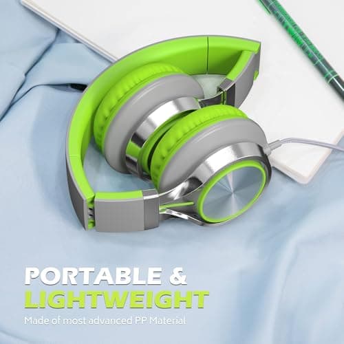Ailihen C8 Foldable Headphones with Mic and Volume Control, Grey Green — view 5