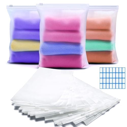 Reusable Zip Lock Bags, 30pcs 17x25cm Plastic Travel Bags Organiser No Holes Hospital Bag Organiser Pouches Frosted Waterproof Travel Storage Bag for Clothes,Shoes,Cosmetics,Suitcase