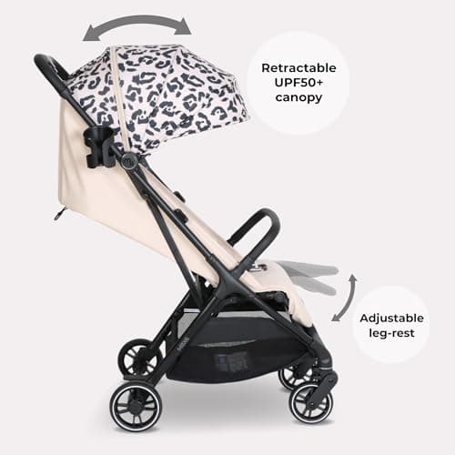 My Babiie MBX6 Autofold Stroller – from Birth to 4 Years (22kg), Foldable & Compact, Lightweight, Travel Buggy for Toddlers, Pushchair Includes Rain Cover - Fawn Leopard — view 6