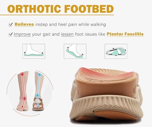 KuaiLu Sandals Women Orthotic Arch Support Recovery Sliders Khaki 7 — view 4