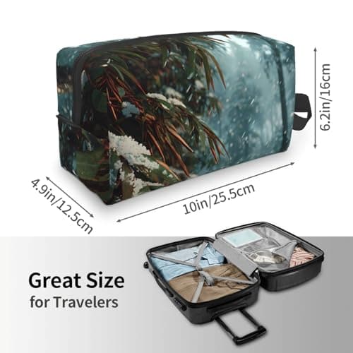 Travel Toiletry Bag Large for Daily Use, Durable Portable Organizer with Winter Bamboo Forest Print Design — view 4