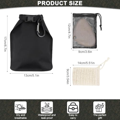 lafo Travel Soap Bag Waterproof Leakproof Soap Case with Soap Lathering Bag and Carabiner, Portable Sealed Storage Bag Quick Dry Soap for Travel, Camping, Outdoor (Green) — view 3