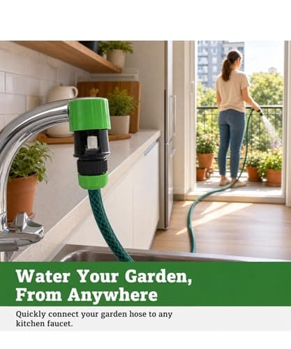 Electoys Tap Hose Connector Faucet - DIY Garden Watering Connector - Universal ABS Plastic Adapter for Kitchen & Basin Taps - Includes 2 Washers for Leak-Free Connection - Durable Gardening Gadget — view 3