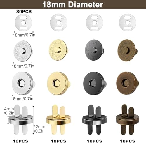 REJOECE 40 Sets Magnetic Buttons,18mm Magnetic Bag Fasteners — view 2