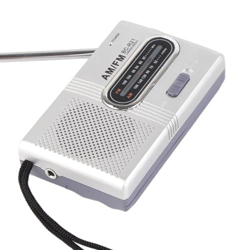 Bewinner Portable AM FM Transistor Radio, 5W Loud Speaker Long Battery Life Pocket Radio with Earphone Jack Easy Tuning for Seniors Home Outdoor Travel Silver Gray — view 6