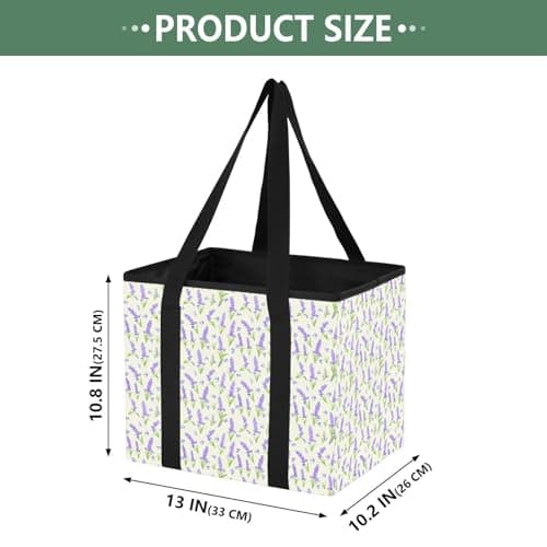 Grckit Car Trunk Organizer Lavender Flowers Heavy Duty Collapsible Storage Tote Bag with Reinforced Handles for Shopping Travel Picnic — view 2