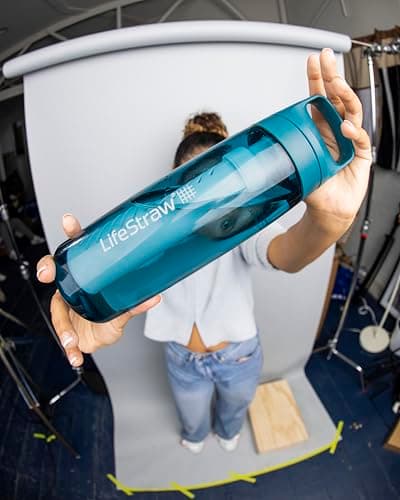 LifeStraw Go Series — BPA-Free Water Filter Bottle for Travel and Everyday Use Removes Bacteria, Parasites and Microplastics, Improves Taste, 22oz Laguna Teal — view 4