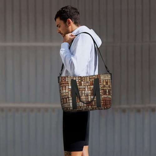 Wine Cork Travel Duffel Bag Carry On Tote Bags For Men,Weekender Overnight Bag,Sports Tote Gym Bag, Black, One Size — view 6
