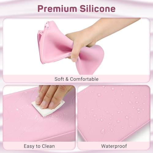 MoKo 6-7 Inch Silicone Clutch Sleeve for Kindles & E-Readers, Multi-Purpose Bag with Accessory Pouch Fits 7" Paperwhite/Colorsoft & 6.8" Paperwhite, 6" Kindles, Kobos, Nook, iPad Mini 6, Pink — view 4