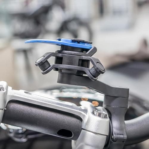Quad Lock Motorcycle Handlebar Phone Mount Kit with Vibration Dampener and iPhone 15 Pro MAG Case — view 3