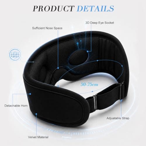 Hittriu Sleep Mask Headphones Bluetooth, Velvet Blackout Eye Mask Sleepers — view 5