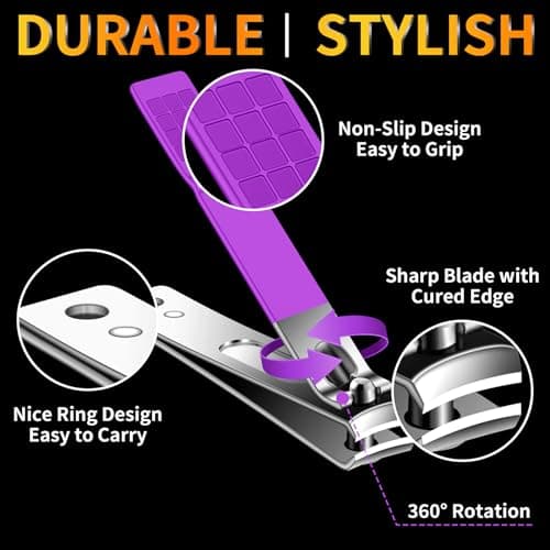 Manicure Pedicure Set - 16 Pcs Nail Clipper Set Professional Nail Grooming Tools Manicure Pedicure Kit, Nail Care Kit Idea for Men Women with Travel Case Purple — view 4