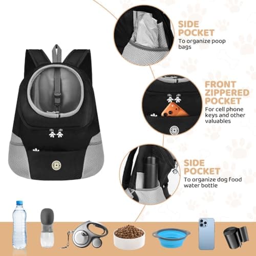 Adiwo Cat Backpack Carrier for Small, Foldable Pet Backpack with 3 Pockets — view 5