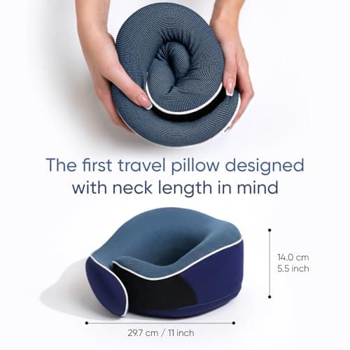 Proglobe Neck Pillow for Travel, Memory Foam, Long Haul Flights, Blue — view 5