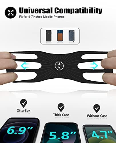 Acrhkoor Bike Phone Holder, 360° Rotatable Adjustable Detachable Motorcycle Phone Mount, Universal Silicone Bicycle Phone Holder Compatible with iPhone 13 12 11 Pro Max/XR/XS/8/7, Samsung (4.0"-7.0") — view 4