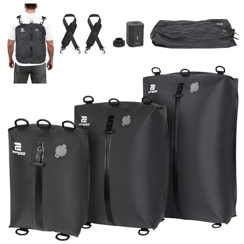 ESCRODOI 3-Size Set Vacuum Bags for Travel with Pump,Reusable,Black