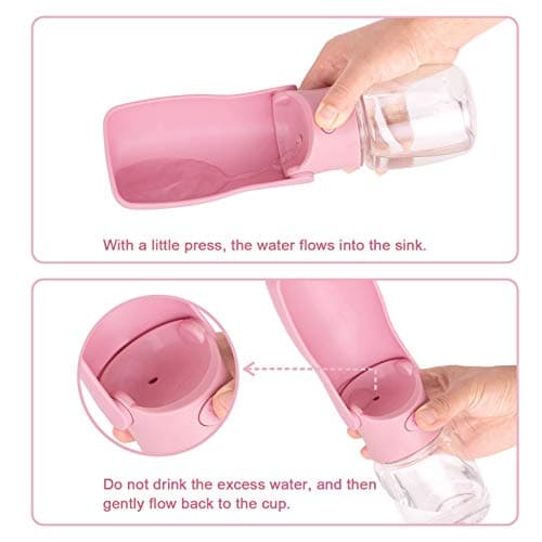 Canareen Foldable Travel Dog Water Bottle for Dog Cat Outdoor(350ml,Pink) — view 4