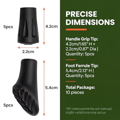 10 Pcs Walking Stick Rubber Tips Non Slip Ferrules Trekking Pole Tips — view 2