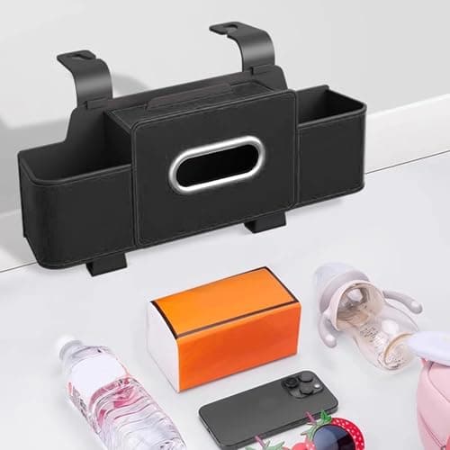 Car Seat Back Organizer with Tissue Holder,Cup Drink Holder Tissue Box Multifunctional Vehicle Seat Back Hanging Storage Box for Kids and Backseat Passengers Share Rid for Travel Accessories — view 5
