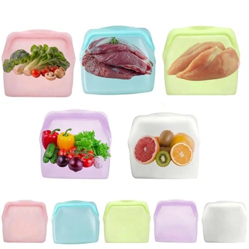 Everbag Silicone Storage, Reusable Silicone Food Storage Bags, BPA-Free Ziplock Food Storage Containers, Microwave, Dishwasher & Oven Safe (4PCS) — view 6