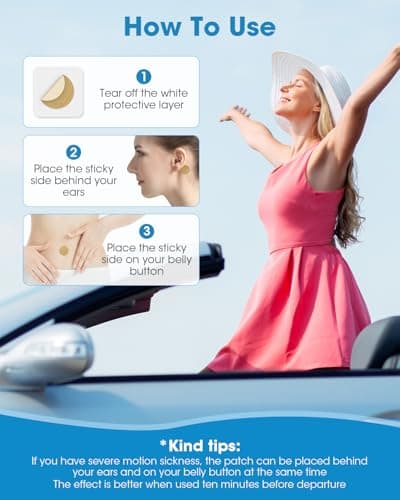 MQXUNMI Motion Sickness Patches, 28 pcs No-Drowsy Travel Patches for Car Sickness, Air Sickness and Sea Sickness Patch, Fast Effective, Long Last Up to 72 Hours (Beige) — view 2