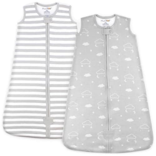 Organic Cotton Baby Sleeping Bag 1.0 TOG Wearable Blanket Sleep Sack 2-Pack