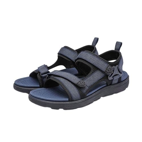 Hixingo Men's Sandals Size 8-10.5 UK Wide Fit Sandals for Men Summer Beach Slippers Lightweight Slip-on Adjustable Strap Non-Slip Sole for Walking, Pool, holiday (Blue,10.5)