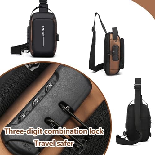 KASESSS Sling Bag Crossbody, Chest Bag Multiple Pockets, Man Bags with a Combination Lock, Waterproof Anti Theft Bags, Chest Small Backpack for Running Workout Hiking Cycling Travelling Lightweight — view 5