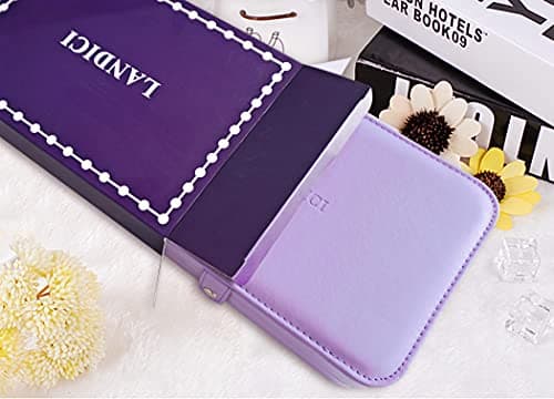 LANDICI Jewellery Box Small Jewellery Organiser for Women Girls, PU Leather Travel Jewellery Storage Case, Portable Jewellery Holder for Ring Earrings Necklace Bracelet, Jewellery Gift Box,Lavender — view 5