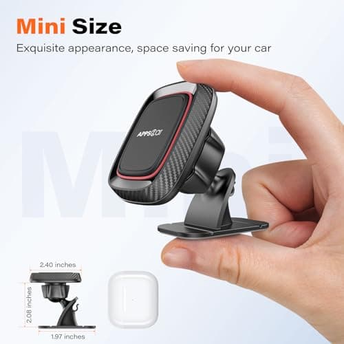 APPS2Car Magnetic Phone Mount, 360° Dashboard Holder, Universal Car Phone Magnet Compatible With iPhone 11 Pro XS Max X 8 Samsung Oneplus — view 3