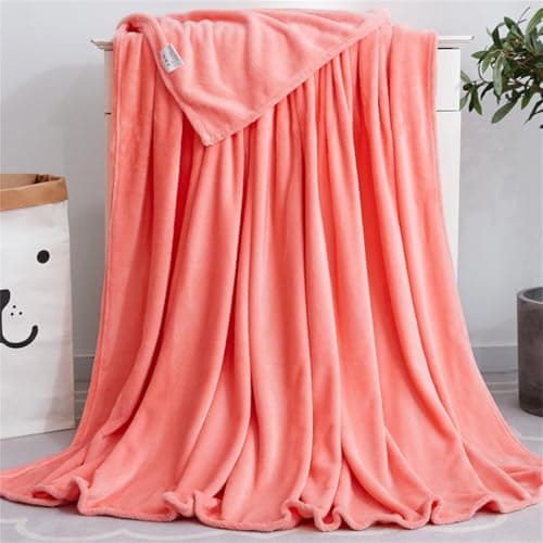 DOTBUY-SHOP Flannel Blanket Soft Throw Blanket, Warm Blankets and Throws, Coral Fleece Throw fit all Season, Versatile Flannel Blankets For Sofas, Bed, Travel (150x200cm,Coral)