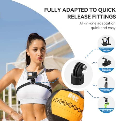 TELESIN° Quick Release Magnetic Neck Mount with Brust Strap for GoPro Hero 13 12 11 10 MAX DJI Osmo Action 5 Pro/4/3/2 Pocket 3 Insta360, POV Action Camera Neck Mount Vlog Accessories — view 2