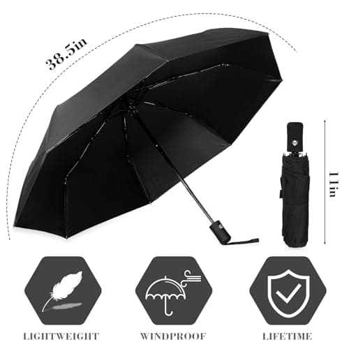 Kajaia 4 Pack Windproof Travel Umbrellas, Automatic Open and Close Folding Rain Umbrella Compact Collapsible for Men Women, Multicolor, 38.5 inches/ 98 cm — view 2