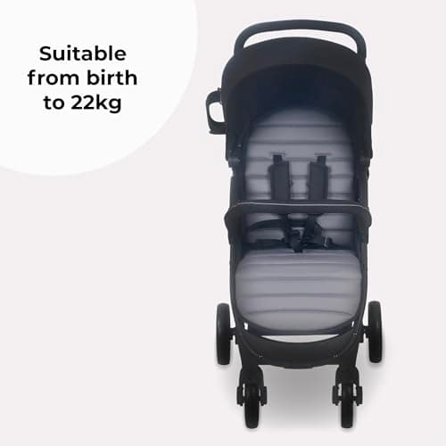 My Babiie MB30 Pushchair – from Birth to 4 Years (22kg), Easy Compact Fold, Large Shopping Basket, Adjustable Handle, Stroller Includes Cup Holder, Rain Cover – Black & Grey — view 3