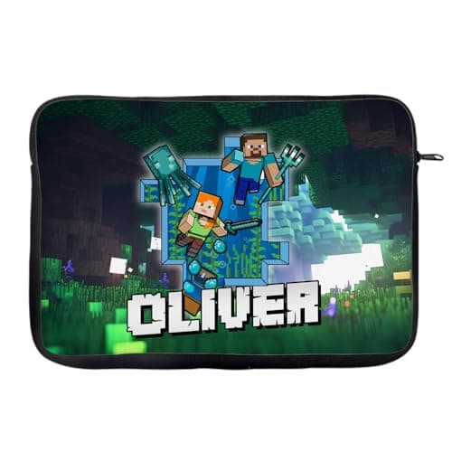 Personalised ANY NAME Cool Pixel Art, Video Gamer Lover, Gaming Enthusiast, Gift for Kids, Back to School, Laptop Sleeve/Cover. (13")