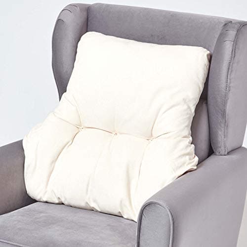 HOMESCAPES Cream Back Support Cushion Thick Lumbar Cushion for Armchair, Desk Chair or Sofa Soft 100% Cotton Orthopaedic Posture Cushion, 15cm Deep