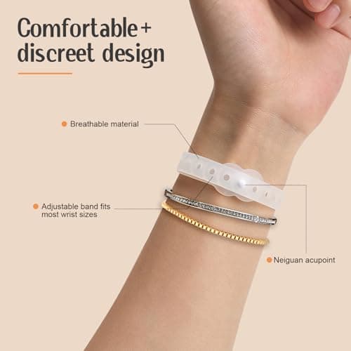 SZSTYYP Nausea Bands for Morning Sickness Relief Motion Sickness Bands Sea Sickness Wristbands Adjustable Acupressure Nausea Wristband-Pink — view 2