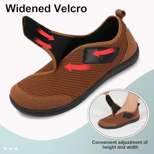 Slip On Barefoot Walking Shoes for Men Wide Fit Zero Drop Breathable Trainers UK Brown Size 10.5 Wide — view 5