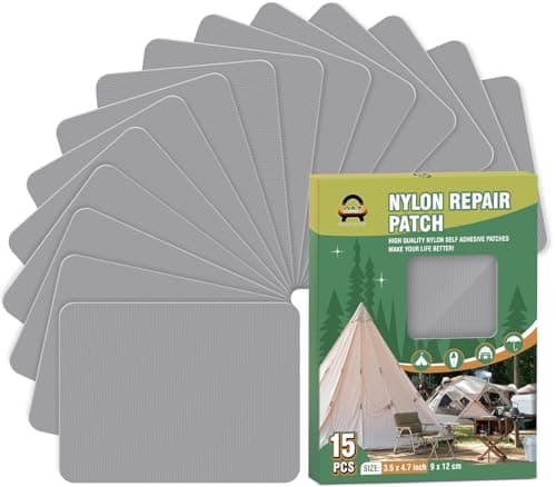 15 Pieces 9 x 12 cm Nylon Repair Patches Nylon Fabric Patch Self-Adhesive Tent Repair Tape Waterproof Lightweight Repair Patches Repair Patch Kit for Clothing Down Jacket Bag (Gray)