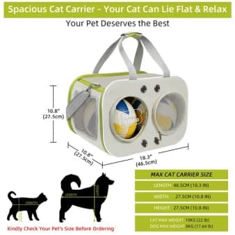 Cat Carrier Large, Breathable Pet Travel Carrier for Cats & Puppy, Green — view 2