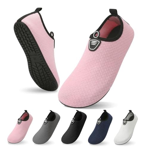 zoogobee Water Shoes for Women Men Quick Dry Non-Slip Barefoot Aqua Socks for Beach Surfing Yoga (Pink, Adult, Women, 4, Numeric, UK Footwear Size System, Medium)