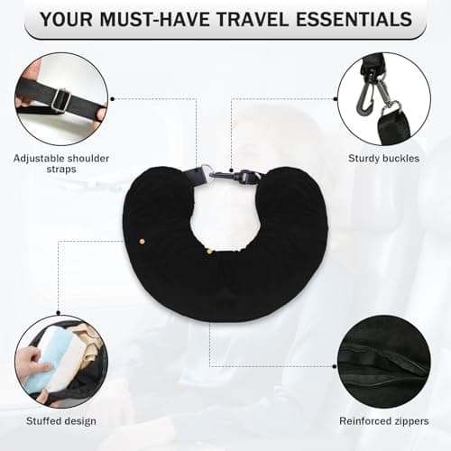 CPCOIN Airplane Neck Pillow 3 Pack Stuffable Neck Pillow Airplanes for Extra Luggage - Avoid Baggage Fees Multi-Functional Tube Pillow with Clothes Fits 3+ Days of Travel Essentials — view 3