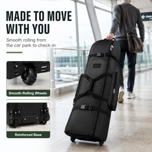 Capsste Golf Travel Bag with Wheels, 900D Heavy Duty Oxford Golf Travel Cover with Padded Club Protection, Durable Golf Bag for Airline Travel, Men & Women — view 4