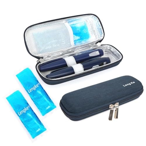 YOUSHARES Medicine Cool Bag with 2PCS Ice Packs - Insulin Case Medicine Cooler for Travel Diabetic Supplies Insulin Cooler Travel Case (Navy Blue)